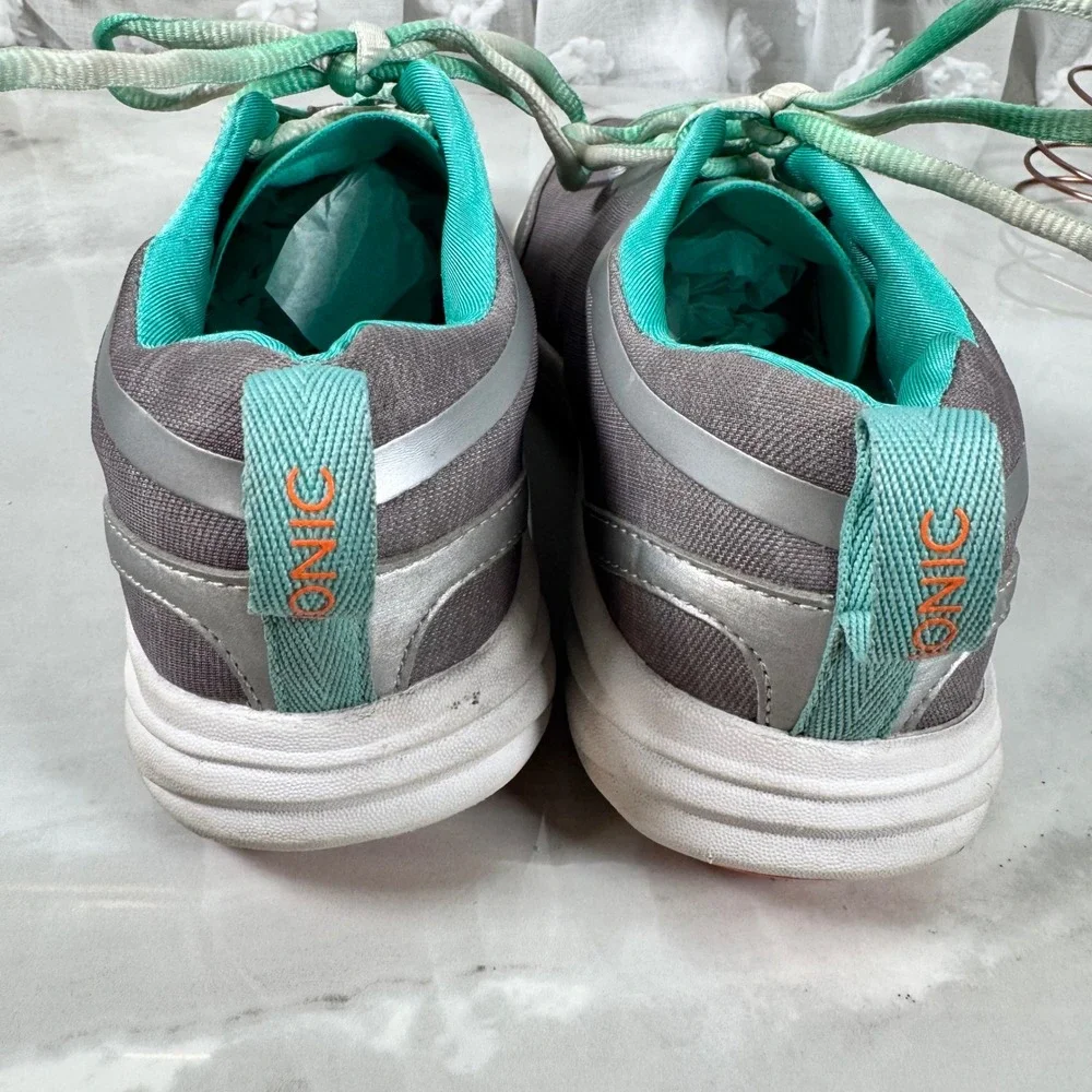 Vionic Lace Up Sneakers Grey Teal Comfort Cushioned Tie‎ Dye Laces Size 7.5